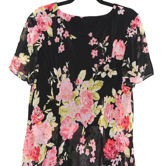 Vintage Chiffon Floral Midi Dress Layered Dress Size 16W - Picture 7 of 11